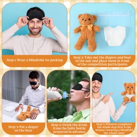 Yearntown 36 Pack Bottle Chug Baby Shower Games Bear Blindfolded Diaper Changing Games Kits Bulk Plastic Bottles Disposable Diapers Blindfold Eye Masks Winner Prizes Gifts Bear Baby Shower Decoration
