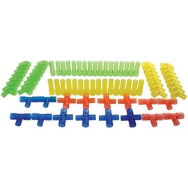 Constructive Playthings - JTM-60 80 pc. Translucent Pipe Builders Only for 3D Structures and Light Table Use with 2 3/4" L. Straight Tubes, Elbow Tubes and"T" Tubes for Ages 3 Years and Up