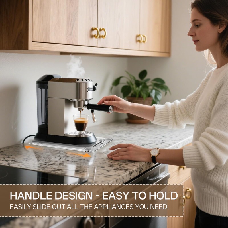 YUNEASELF Sliding Tray for Coffee Maker: Acrylic Appliance Slider with
