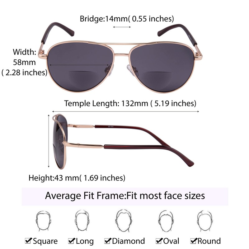 EYEGUARD Gafas De Sol Bifocales De Estilo Clásico Unisex Lectores