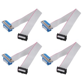 MECCANIXITY 4 Pcs IDC Flat Ribbon Cable, 2.54mm Pitch 19mm Width 20cm Long 16 Pin Female DB15 to FC-16 Flat Ribbon Connector Jumper Wire for PC, LED Displays
