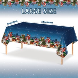 1Pcs Christmas Candy House Plastic Tablecloths, Disposable Fairy House Xmas Village Table Cover Photography Backdrop for Christmas Snowflake Winter Wonderland Birthday Party Supplies, 54 x 108 Inch