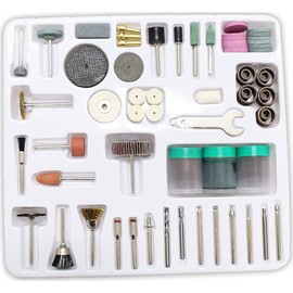 DYNAMIC 138 Pc. Set for Rotary Tools | Grinding, Polishing, Sanding | Includes Mounted Bits, Wheels, Disks, Brushes | 3 Collet Sizes | Ideal for Jewelry & Miniatures | Clear Cover Storage