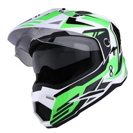 1Storm Youth Kids Dual Sport Dual Visor Motorcycle Motocross Off Road Full Face Helmet: HF802Youth Storm Green