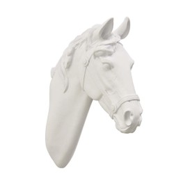 Lilie 14 Inch Horse Head Bust Statuette, Wall Mount Design, Resin, White