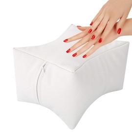 3 Colors Nail Care Pillow, Soft PU Hand & Foot Rest Pillow for Manicure Pedicure Nail Care, Arm Rest Hand Rest Pillow for Home and Beauty Salon Use(White)