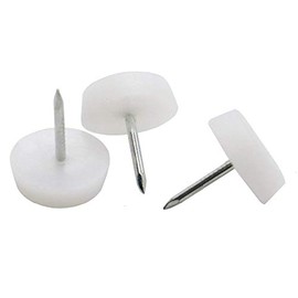 Ruwado 30 Pcs Furniture Feet Nail Nylon Chair Glides Sliders Round Head 18 X 5 MM Chair Table Legs Feet Protectors Nail Pad for Home Sofa Skid Tile Decoration Nail On Sliding Disc