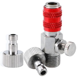 EUSTACE Airbrush Quick Joint Quick Joint with Air Adjustment Joint Set One Touch Joint for Airbrush 1/8 Quick Change Joint Coupler with 2 Plugs, Red