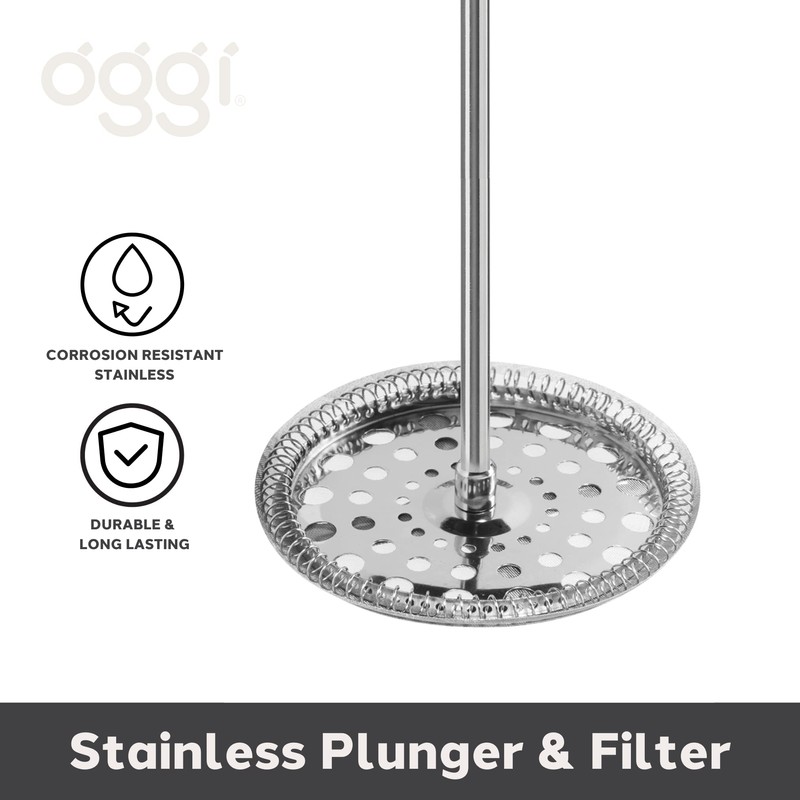 Oggi French Press Coffee Maker (12oz)- Borosilicate Glass, Coffee Press,