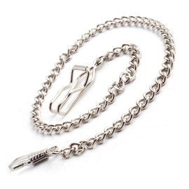 BOSHIYA Pocket Watch Chain Silver, 14 Inches, T Bar Albert Vest Chain