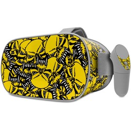 Decal Style Skin Wrap Compatible with Oculus Go Headset - Scattered Skulls Yellow (Oculus NOT Included)