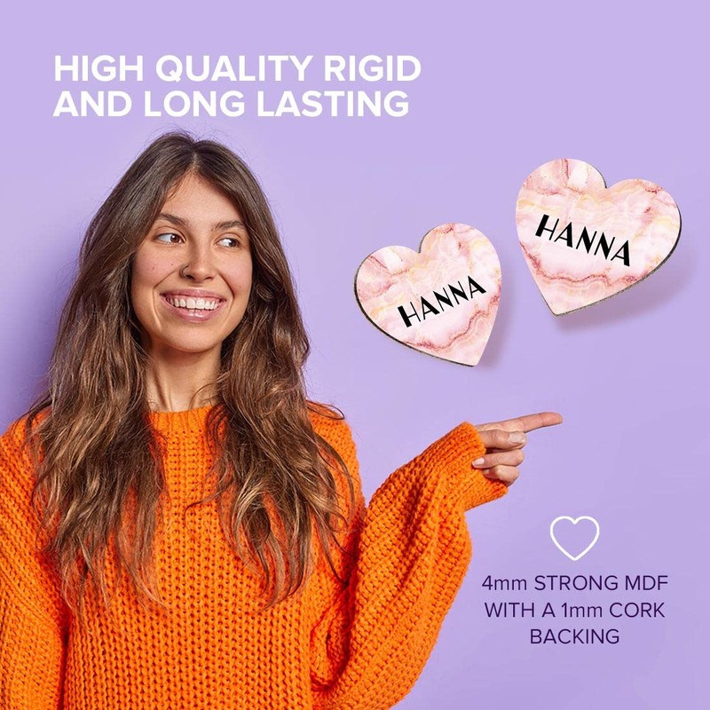 1 x Heart Coaster - Name Hanna Marble Stone Texture