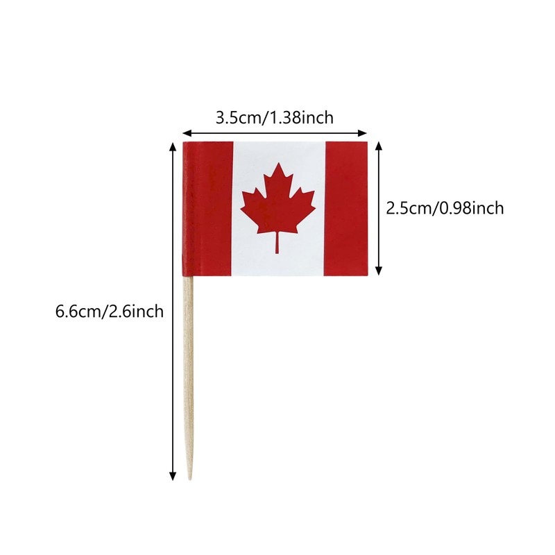 100 Pcs Canada Flag Canadian Toothpick Flags, Small Mini Stick