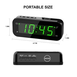 SUPLEDCK Small Digital Alarm Clock with Temperature Display - Battery Operated,Adjustable Brightness,Snooze,12/24Hr,Cordless,Night Mode - Ideal Bedside Clock for Bedroom Desk Travel(Green Display)