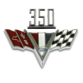 Classic Headquarters Chevy 350 V-Flag Fender Emblem Set W/Free Mounting Hardware