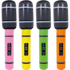 Inflatable Microphone - 16"/40cm Tall Neon Inflatable Microphone - Karaoke Party Decoration, Fun Present, Photobooth Accessory