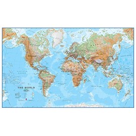 Maps International Huge Physical World Wall Map - Laminated - 46 x 75