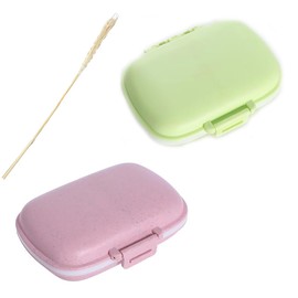 2Pcs Travel Pill Case,Personal Pill Organizers,8 Compartments Portable Pill Organizer,Small Pill Container for Daily Vitamins,Cod Liver Oil, Supplements and Medication(Color is not fixed)