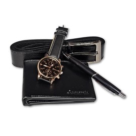 Mr. Gadget's Solutions Fashion Creative Boutique Gift Set Beautifully Packaged Watch Leather Belt Wallet Pen 4pcs/Set Gifts for Men Drop Shipping