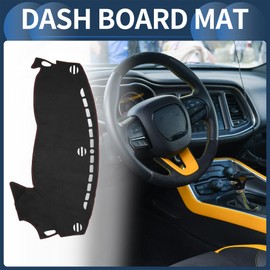 INFINAUTO Dash Cover, Center Console Non-Slip Dashboard Carpet Mat for Dodge Dart 2013-2016 Suede Black Red,1Pc