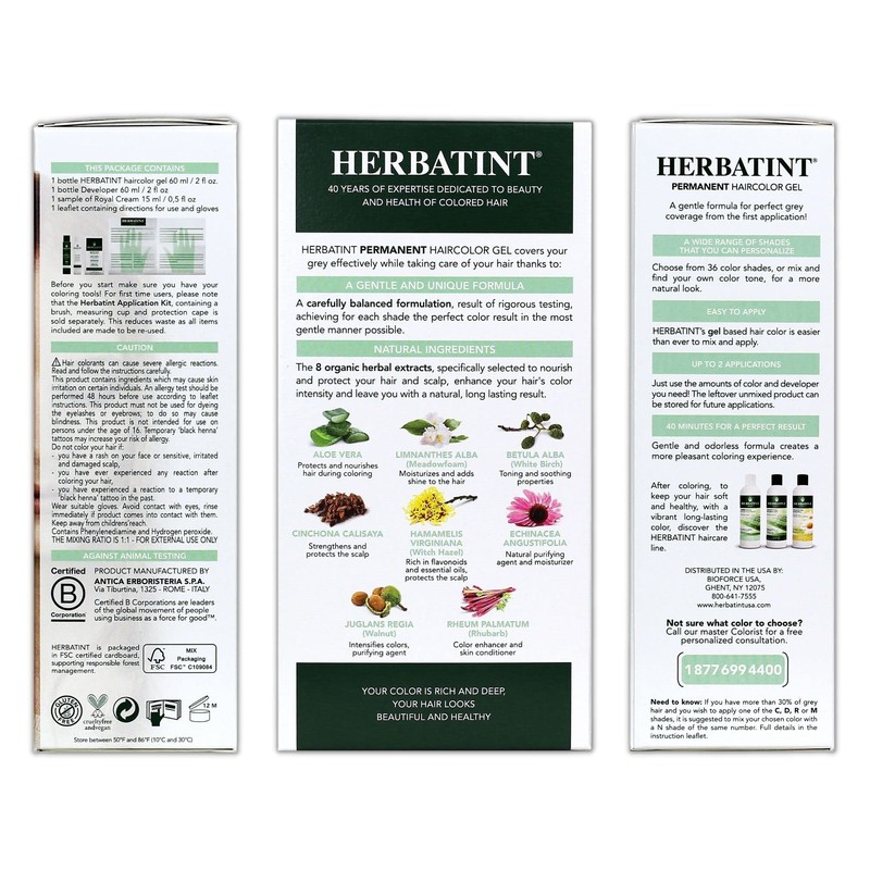 Herbatint Permanent Haircolor Gel, 7M Mahogany Blonde, Alcohol Free, Vegan,