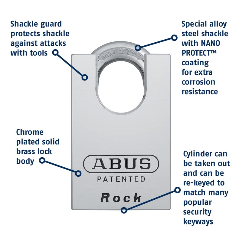 ABUS 83CS/55-300 Schlage Rekeyable Chrome Plated Brass Padlock, Zero Bitted