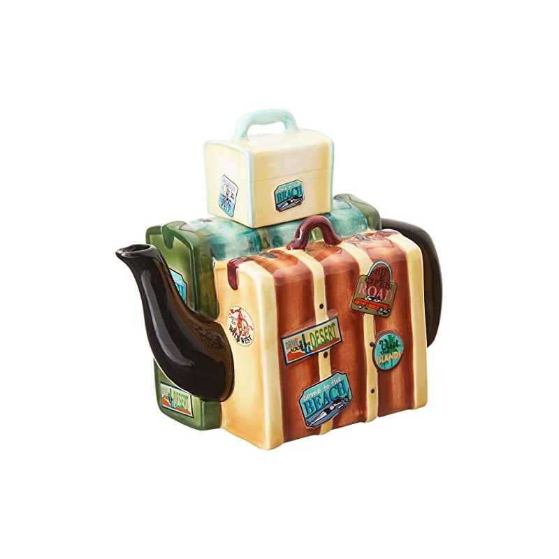 Appletree Design Road Trip Luggage Teapot, 5-1/2-Inch