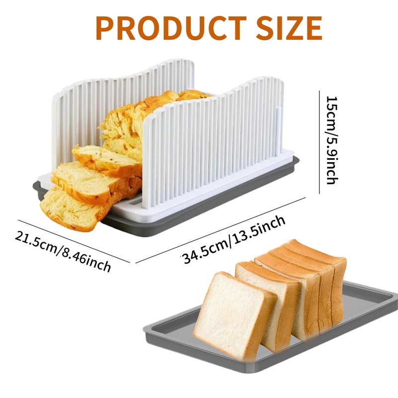 Professional Bread Slicer with Adjustable Guide, Foldable Cutter for Homemade
