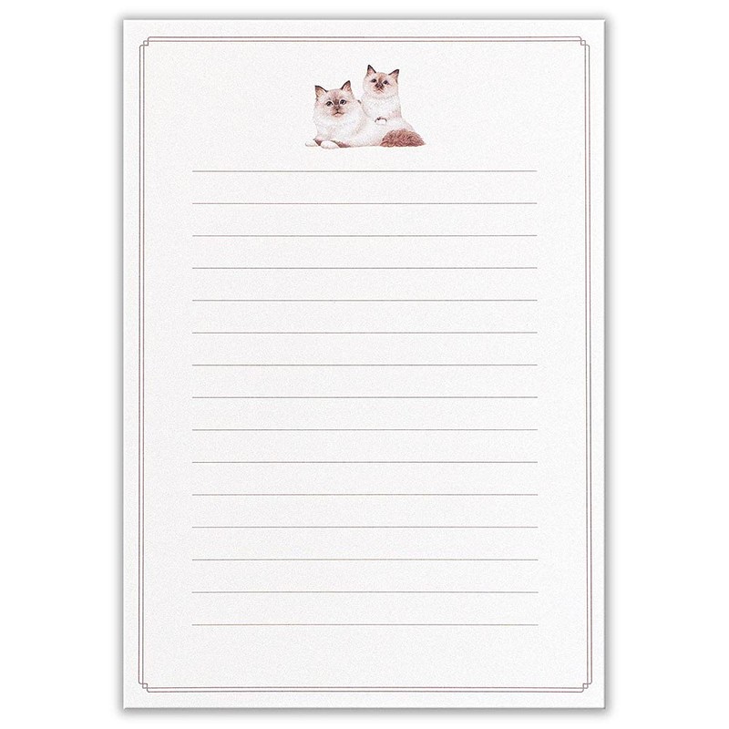 Minou 445010 Letter Set, Stationery, Envelopes, Horizontal Ruled, Cats, Cats,