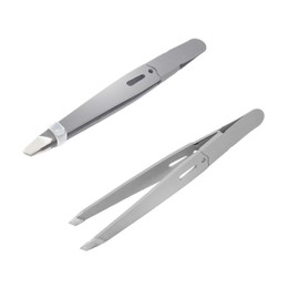 fKiZanthene Professional Precision Eyebrow Tweezers, Point-Tip Precision Tweezers for Ingrown Hair, Eyebrows, Facial Hair, Splinters, Glass Removal - Perfectly Aligned, Stainless Steel Slanted Hair Re