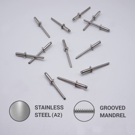 Marcopol (Pack of 100) Stainless Steel Blind Rivets 4.0 x 12 mm Dome Head Pop Rivets DIN 7337 A2 Rivet Slot Mandrel (100 mm)