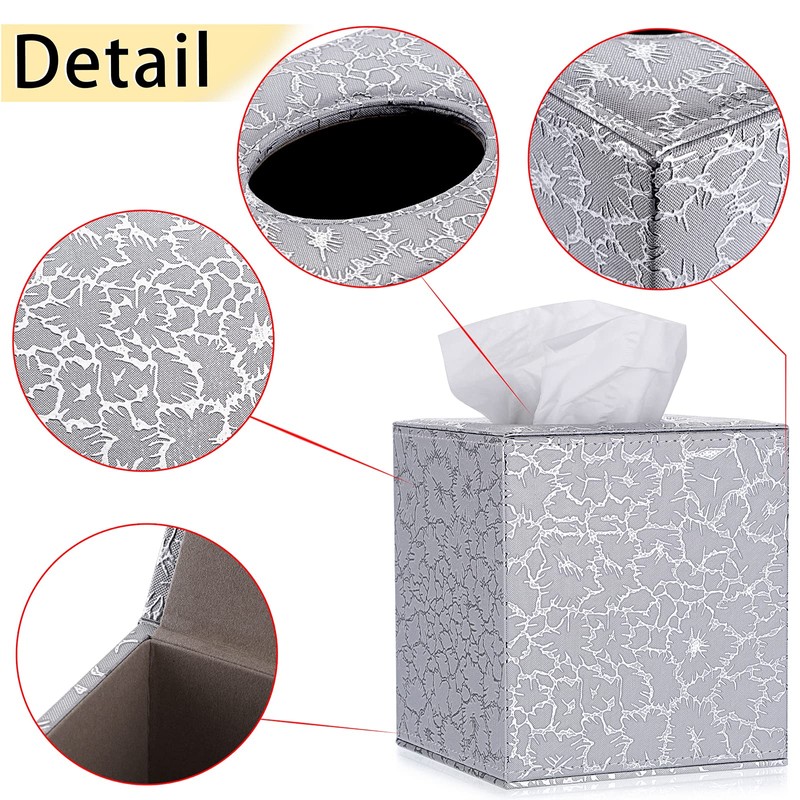 BTSKY Square PU Leather Tissue Box Cover - Stylish Cube