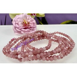 Crystal Wholesale 6 Pcs Natural Pink Opal 4mm Faceted 7.5” Stretch Bracelet