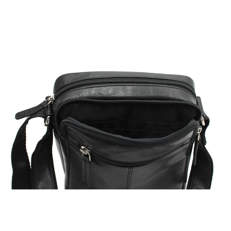 Visconti Compact Leather Messenger/Travel Bag S8 Black