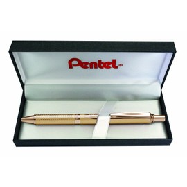 Pentel EnerGel Liquid-Gel Sterling BL407X-BOX Rollerball Pen with All-over Gold-coloured Casing Stroke Width 0.35 mm Ball Diameter 0.7 mm Black