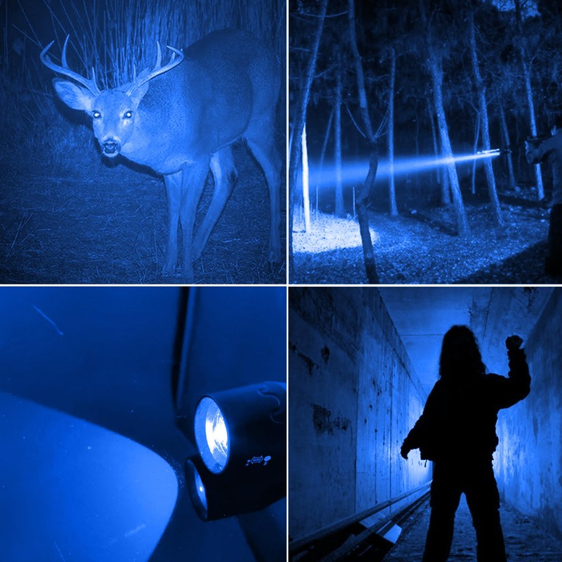 FADOMALL Blue Light LED Flashlight Single Mode Adjustable Focus Night
