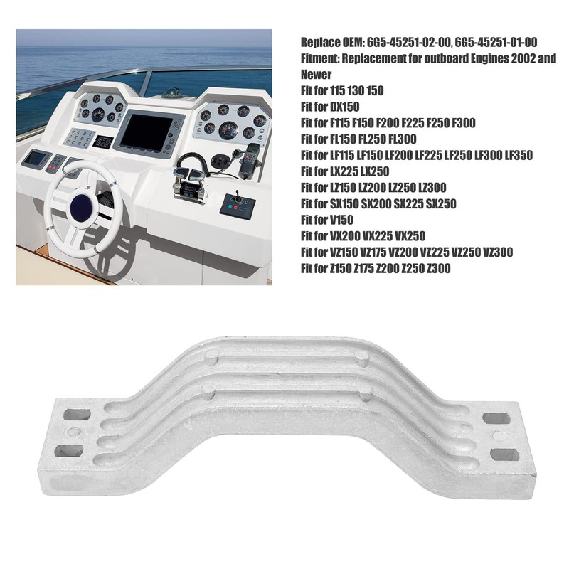 KIMISS Transom Bracket Anode, 6G5‑45251‑02‑00 Anode Handlebar Marine Accessories for