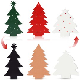 Christmas Decor 3 Pcs Double-Sided Wood Table Christmas Tree Rustic Christmas Tree Farmhouse Wooden Xmas Centerpiece for Table Small Table Christmas Trees Tiered Tray Decoration