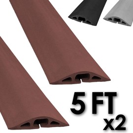 Electriduct D-2 Rubber Duct Cord Cover - Pack of 2X 5 Feet Pieces = 10 Feet Brown Floor Cable Protector