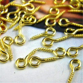 DIY Crafts Screw Eye Pins Hooks Eyelets Screw Threaded for Jewelry Making Findings DIY Crafts, Gold Color (Gold, 80)