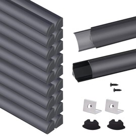 VST LED Channel, V Shape Led Diffuser Channel, LED Aluminum Channel with Black Cover, End Caps and Mounting Clips for LED Strip Light in home lighting(20pack 1 ft)