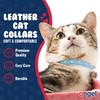 Leather Studded Cat Collar with Safety Breakaway Elastic, 12" x