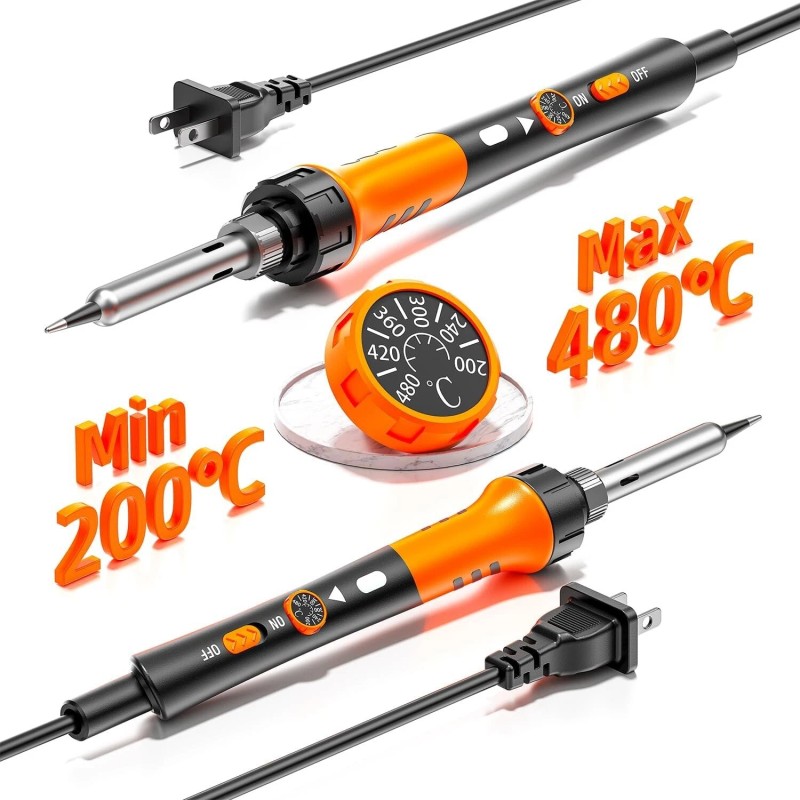 MEAKEST 60W Adjustable Temperature Soldering Iron Kit - 9-in-1 With