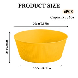 Old Tjikko Snack Bowls,Set of 6 Rice Bowls,100% BPA-Free Wheat Straw Fiber Snack Bowls,Eco-friendly Safe Kitchen Bowl for Children Adult Support Microwave (36oz-6pcs)