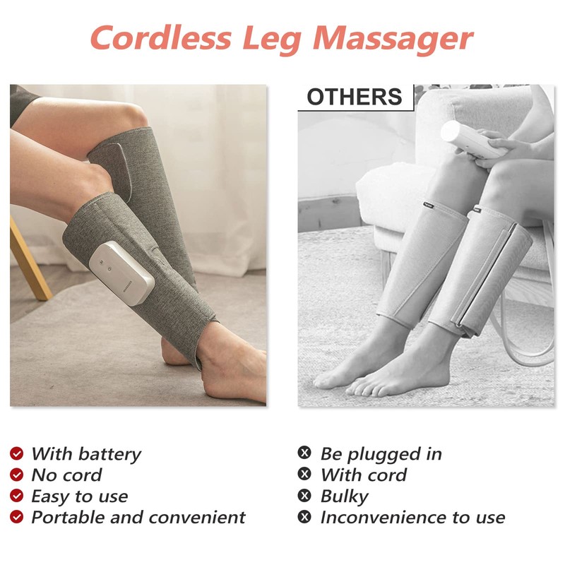 Wireless Leg Massager, HOLDPEAK Leg and Calf Massager with Heat