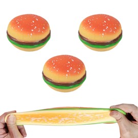 AHYCS Hamburger Stress Toys - Hamburger Squeeze Toys, Stress Stretch Hamburger Toys, Stress Relief Funny Novelty Toy, Simulation Hamburger Fidget Toy for Boy, Girl, Adult (3Pcs)