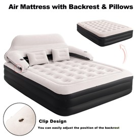 RAPTAVIS Queen Size Air Mattress Inflatable Bed with Pump and Headboard, Blow Up Mattress