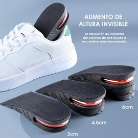 Schuherhöhungen für Herren oder Damen, unsichtbare Einlegesohlen, Absatzhöhe, 3 Schichten bis 6 cm, Höhe erhöht, Erhöhung der Höhe, schwarze Aufzüge mit Luftkissen.