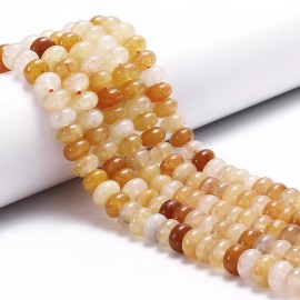 Unbranded Natural Yellow Jade Smooth Rondelle Beads Size 5x8mm 15.5'' Strand