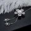 Gleamart Silver Flower Long Pendant Necklace Adjustable Sweater Chain Gift